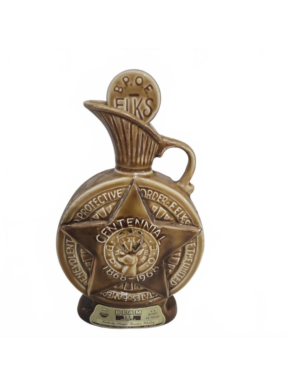 Jim Beam Decanter 1968 BPOE Elks Centennial Regal China Bottle Stopper Vintage